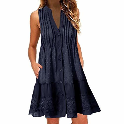 Producto Vestidos Playeros Mujer Casual Tallas Grandes Vestido Sin Mangas con Cuello De