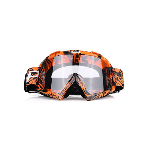 Qiilu Gafas Protección de moto para Motocross Esqui Deporte Ciclismo Carretera(naranja-blanco)