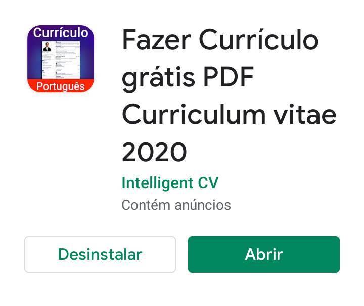 App Faça seu currículo de graça em PDf pode editar quando quiser