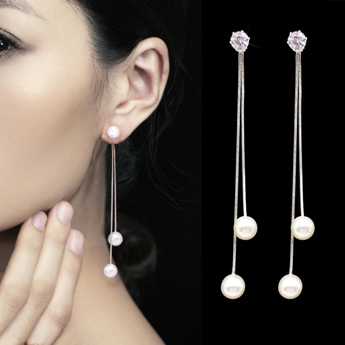 Fashion Romote Pendientes de Gota de la Borla de la Barra simulada de Perlas Largo para Las Mujeres OL Estilo Dulce cuelgan Brincos PartyGift