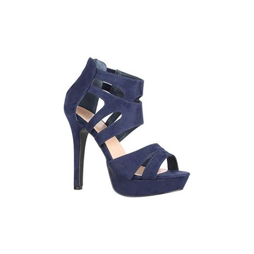 Elara Zapato de Tacón Alto Abierto Stilettos Chunkyrayan LL85 Navy-36