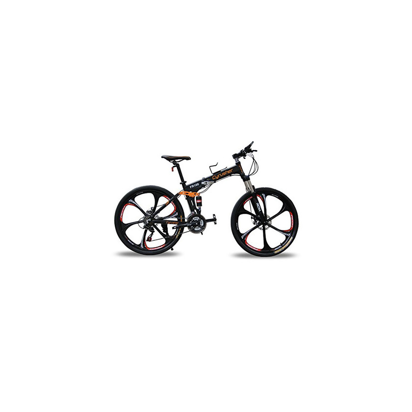 Social Cyrusher® New Updated Black FR100 Mountain Bike Folding Frame MTB Bike Dual