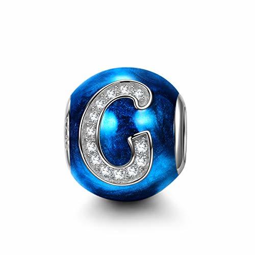 NINAQUEEN Charm Encaja con Pandora Carta G Azul Regalos Mujer Originales Plata