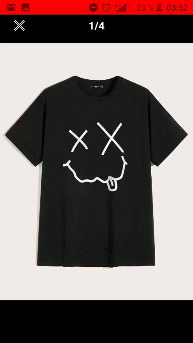 Social CAMISETA HOMBRE, MANGA CORTA CON UNA CARA EMOJI BLANCA.SHEIN