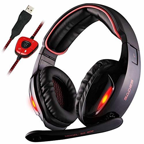 Electrónica Sades SA902 USB Auriculares Cascos Gaming sonido envolvente virtual de 7.1 de