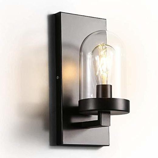 American Wall Light Linterna Interior Metal Vidrio Dormitorio Lámpara de noche Edison