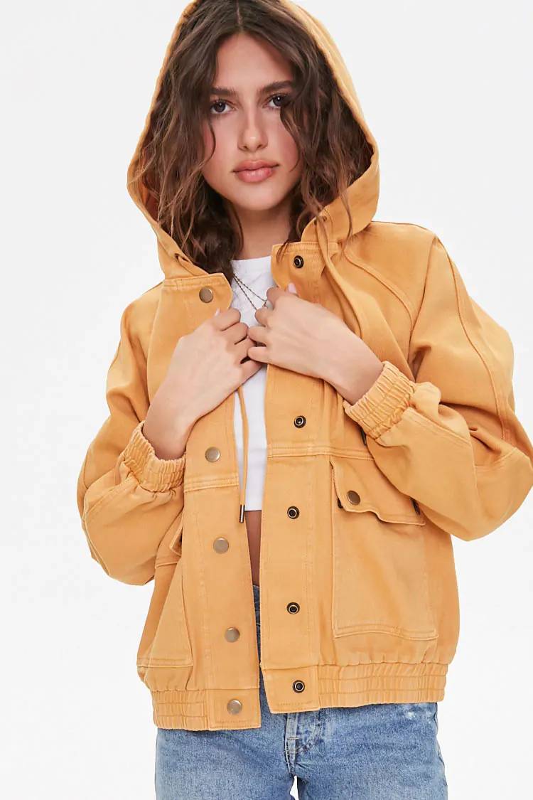 Fashion Seamed Denim Hooded Jacket

