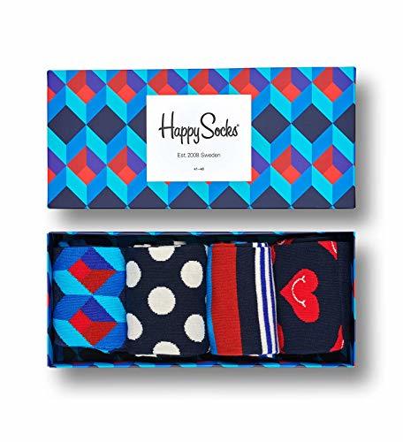 Fashion Happy Socks Nautical Caja de Regalo Paquete de 4 Tamaño 41-46