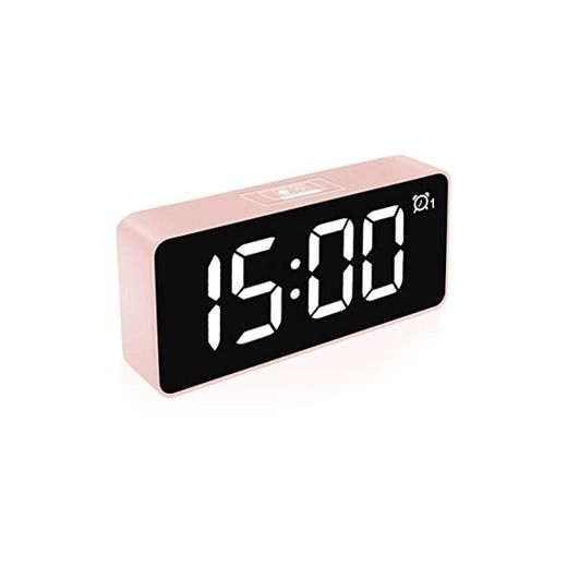 HOMVILLA Reloj Despertador Digital, LED Despertadores Electrónicos Espejo y 2 Alarma Puerto