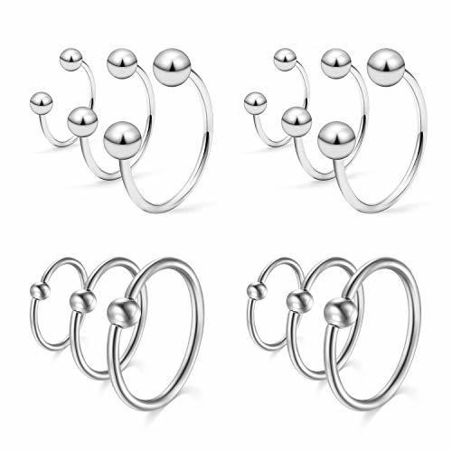 Lugar LAURITAMI Piercing Nariz Aro Perno Plata Pack 8/10/12mm 16G Septum clicker Captive