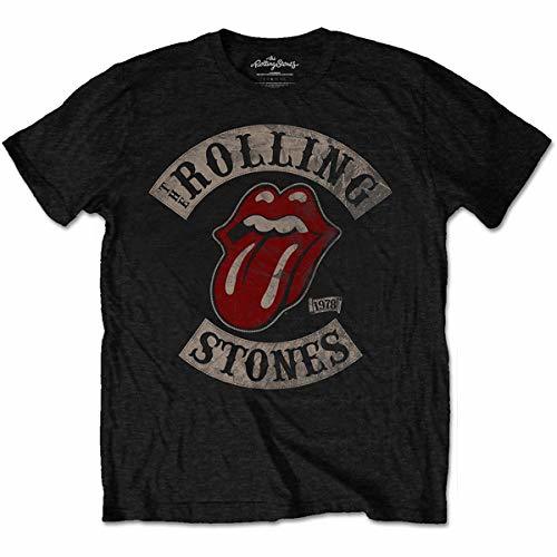 Moda Rolling Stones Tour 78 Mens Blk TS Camiseta, Negro