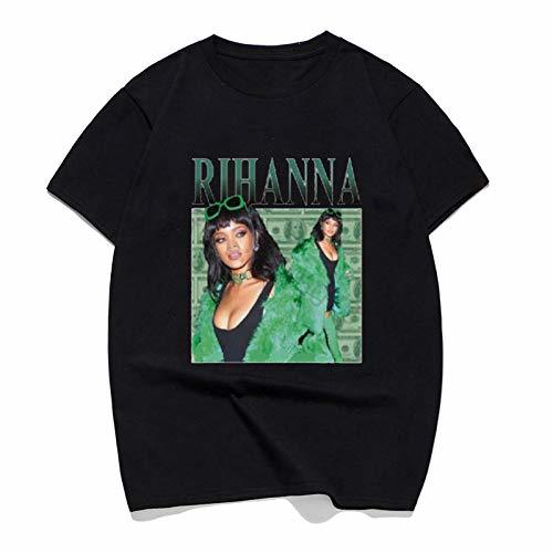 Lugar New Summer Fashion T Shirt Men Rihanna Printed Man'S Black T-Shirt Black