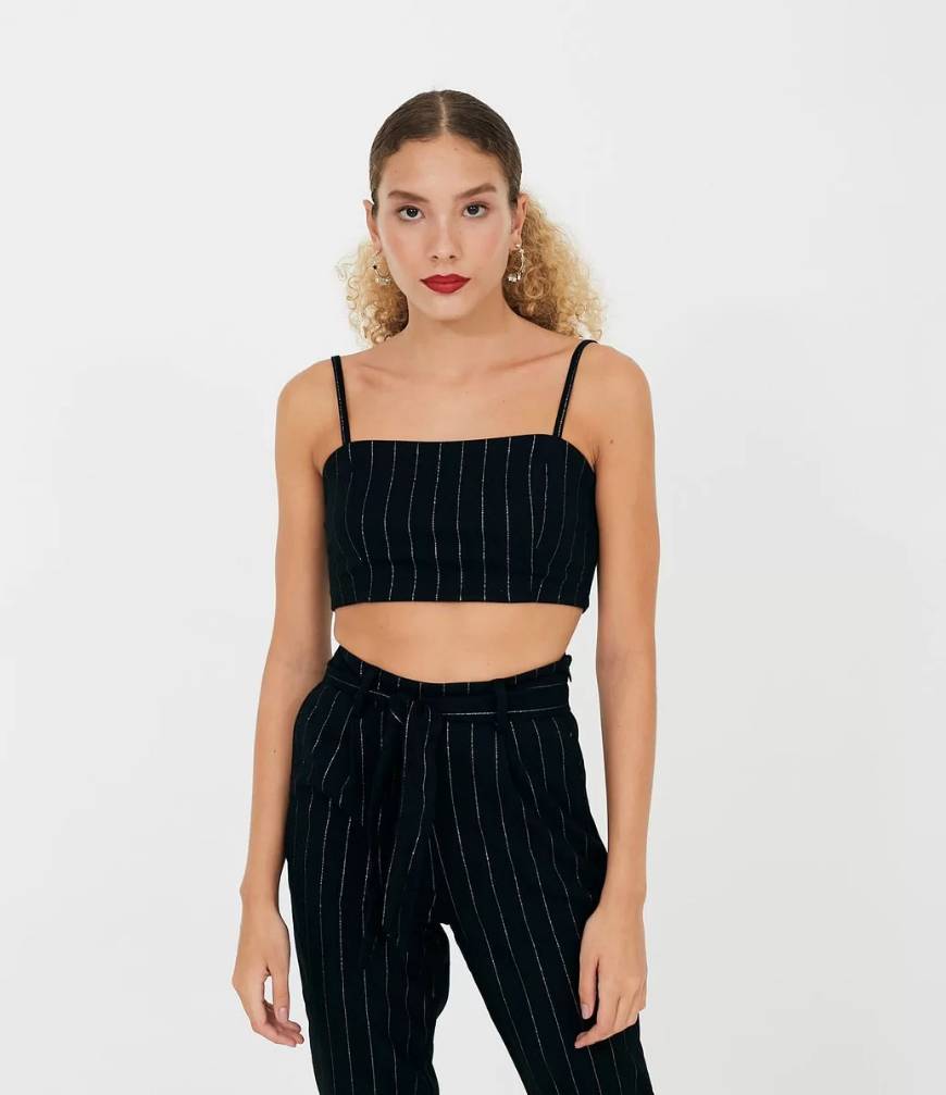 Social REGATA CROPPED LISTRADA COM ALÇA FINA