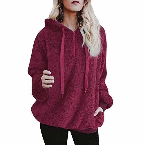 Mujer Sudadera Caliente y Esponjoso Tops Chaqueta Suéter Abrigo Jersey Mujer Otoño-Invierno