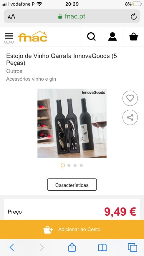 Producto Conjunto simples para vinho