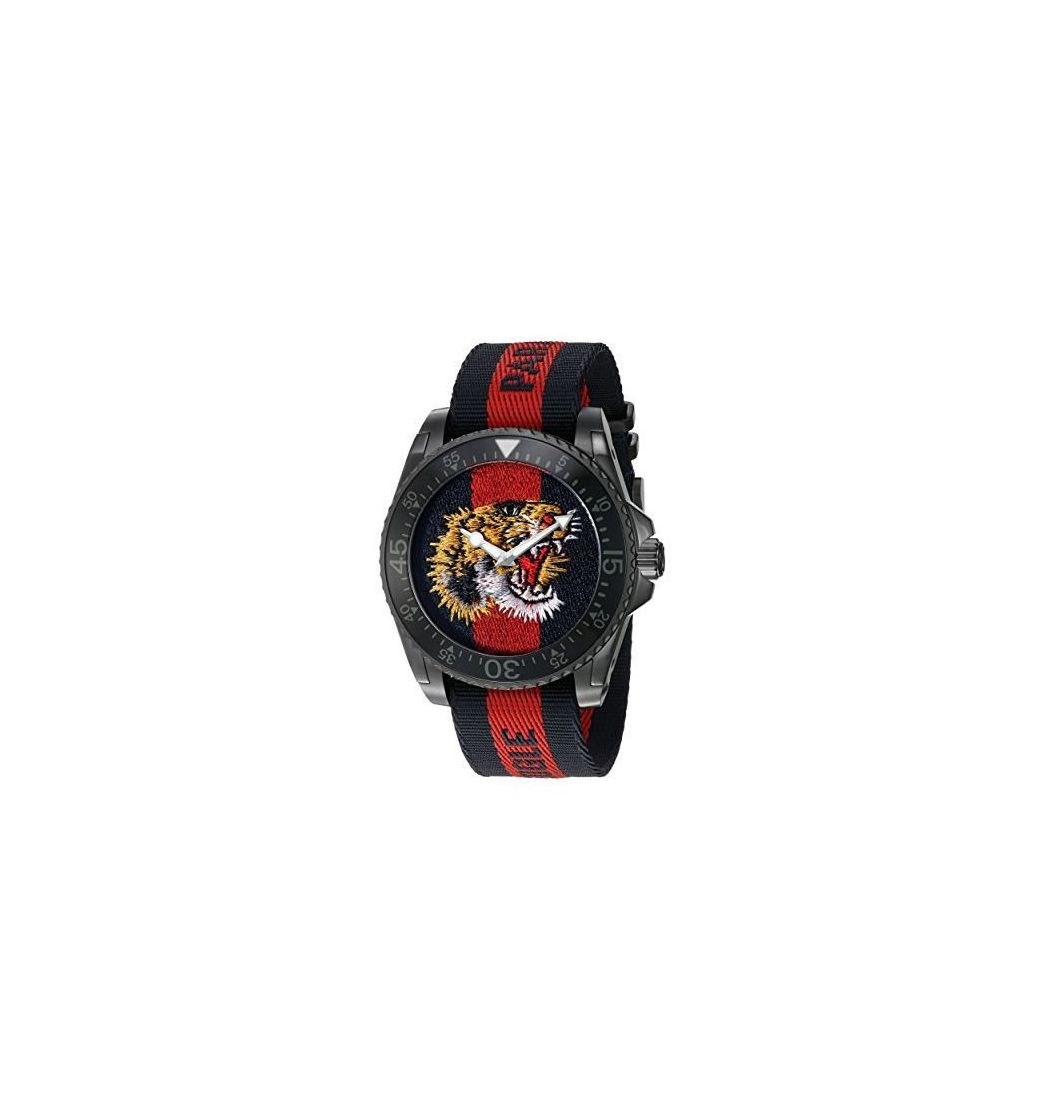 Social Gucci Reloj Análogo clásico para Hombre de Cuarzo con Correa en Nailon