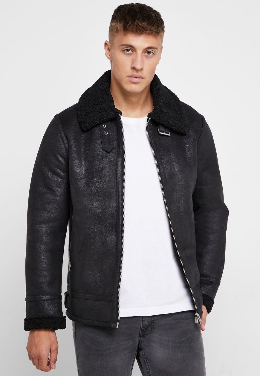 Moda Faux shearling aviator jackets