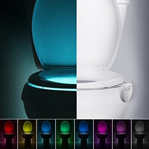 NEWNEN Sensor de movimiento LED luz de inodoro 8 colores USB cuenco