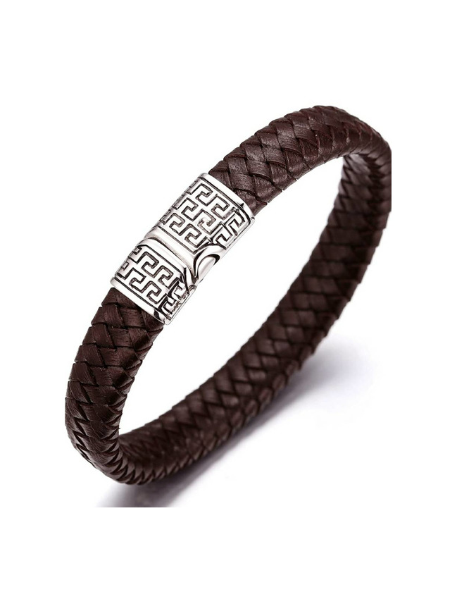 Producto Halukakah ● Solo ● Pulsera Hombre Cuero Genuina Negro/Marrón