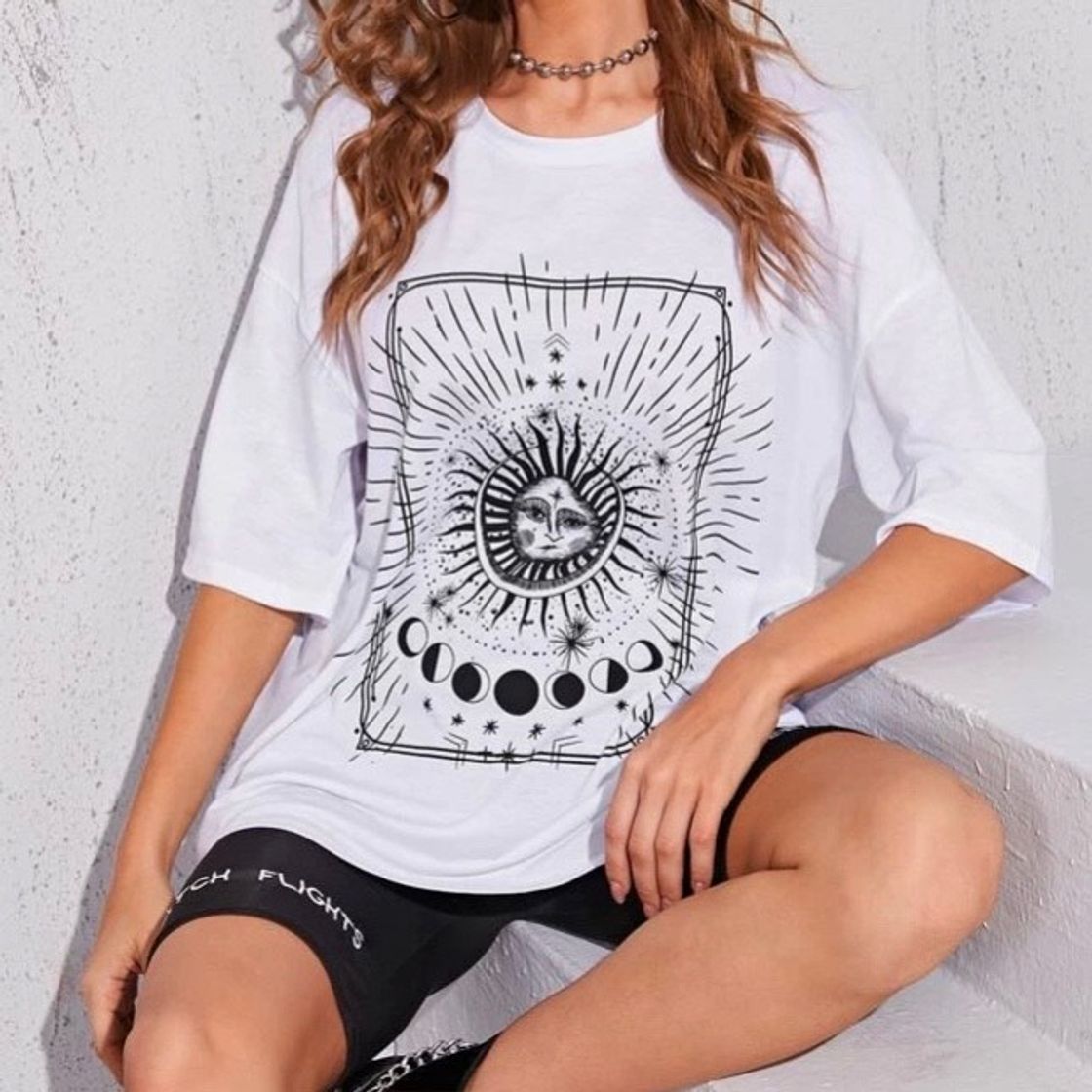 Fashion graphic drop shoulder tee