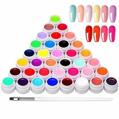 Anself Gel Uñas 36 Colores Art-Pigmentos del Esmalte de Uñas Juego de