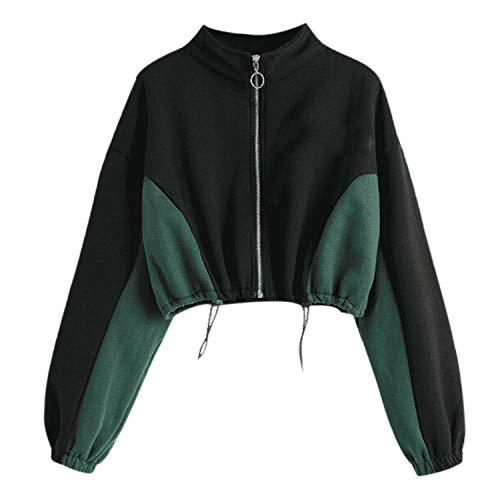 Moda Pragmaticv Sudadera Corta Mujer Blusas y Tops Sudaderas Color Manga Larga Ropa