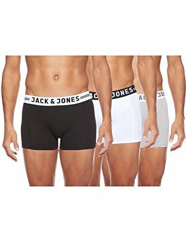 JACK & JONES Sense Trunks 3-Pack Bóxer, Light Grey Melange, Large