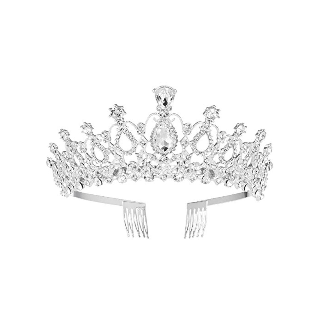 Social Frcolor FRCOLOR Tiara nupcial Crystal Rhinestones Tiara Crown con peine para boda