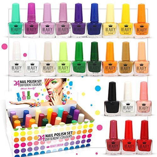 Social Set De 24 Esmalte De Uñas 24 Colores Diferentes Botella Moderna De
