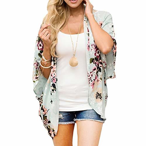 Social Zexxxy para Mujer Cubrir túnica Blusa Boho Floral Kimono Cardigan Capes Suelta