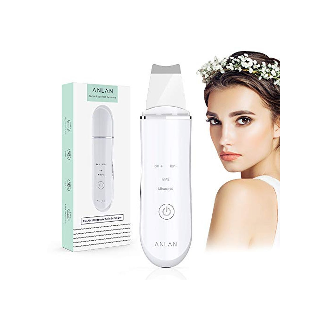 Belleza ANLAN Peeling Ultrasónico Facial Skin Scrubber Exfoliación Facial Ultrasónica Limpiador de Poros