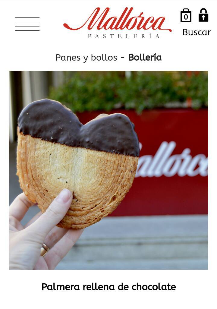 Producto Palmera de chocolate de la pastelería Mallorca