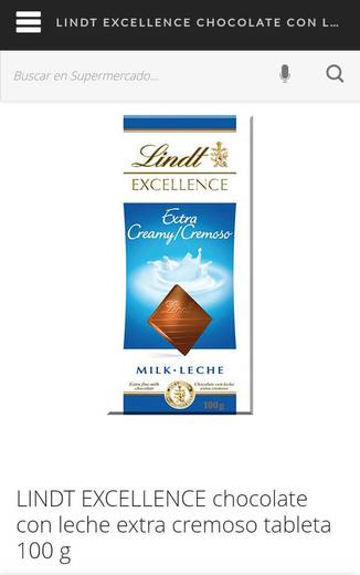 Tableta de chocolate extra cremoso