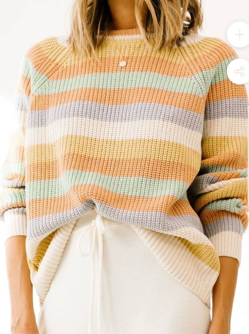 Products PASTEL STRIPED CREWNECK KNIT SWEATER -$14