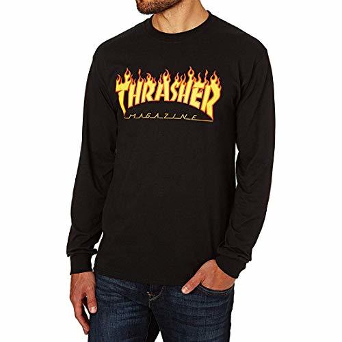 Social Thrasher Flame Logo Long Sleeve T-Shirt Black