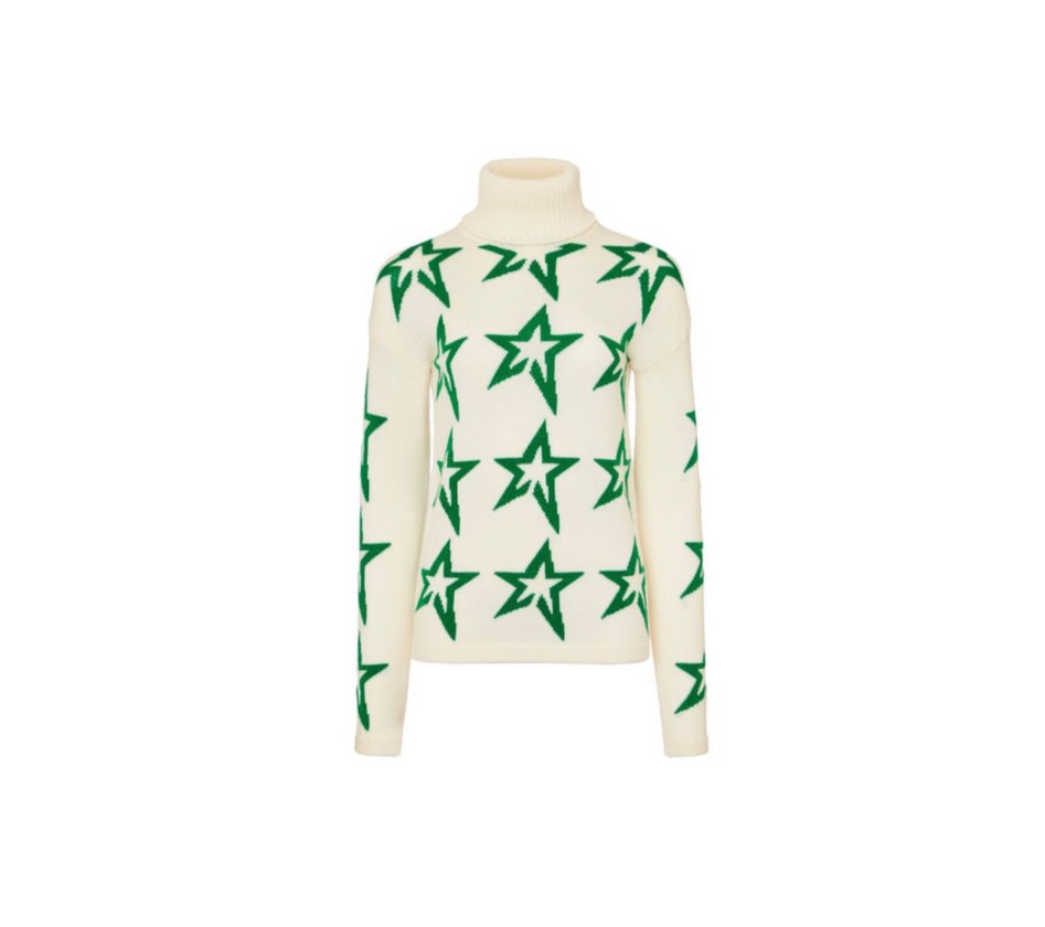 Product WOMEN’S MERINO WOOL STARDUST SWEATER WHITE/GREEN