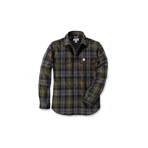 Carhartt T-Shirt mit Knöpfen Hubbard Slim Fit Flannel Shirt Moss-L