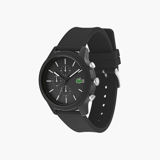 Relógio Lacoste 12.12 de homem com pulseira de silicone pret