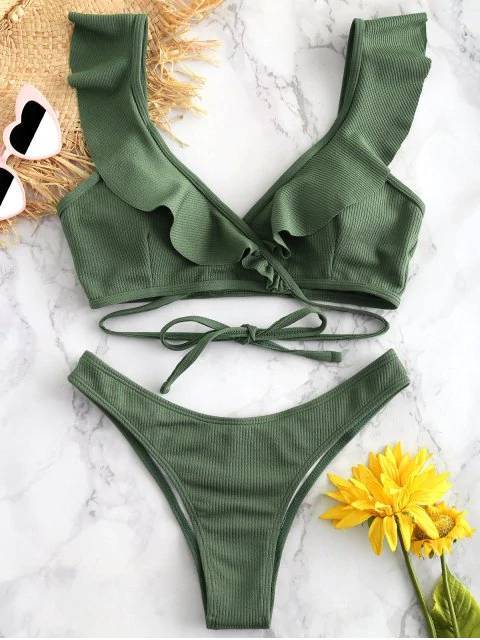 Moda Bikini verde tropa