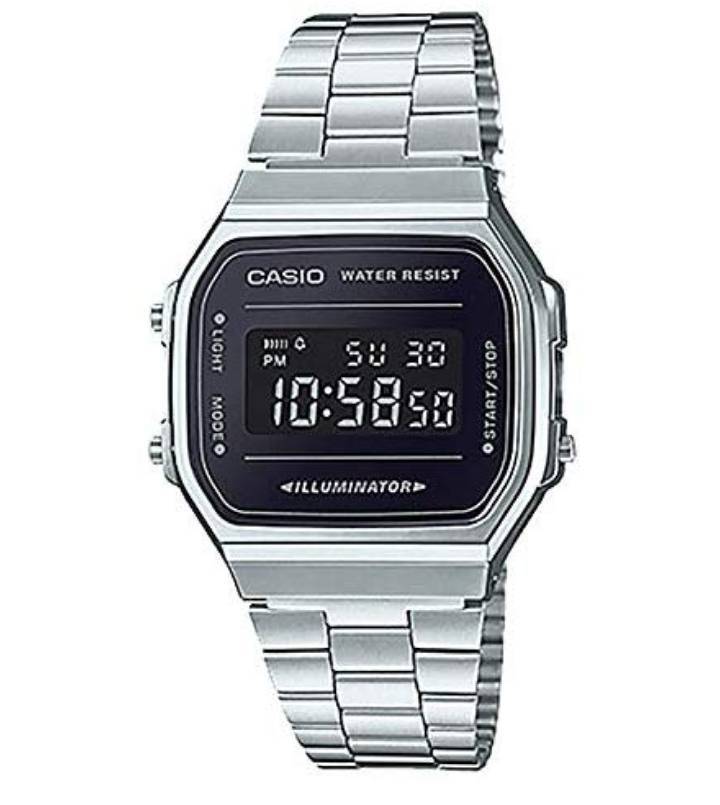 App Relógio Casio Vintage Digital a 168WEM- 1DF Preto Prata