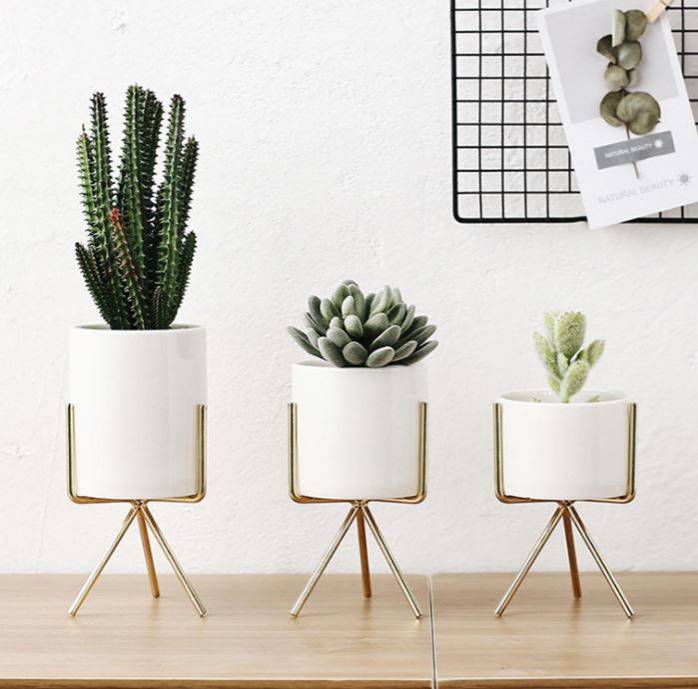 Product Metal Rack Ceramic Plant Pot