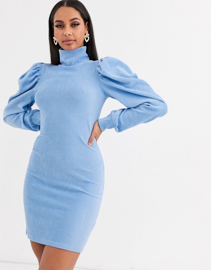 Products ASOS DESIGN high neck puff sleeve dress in cord