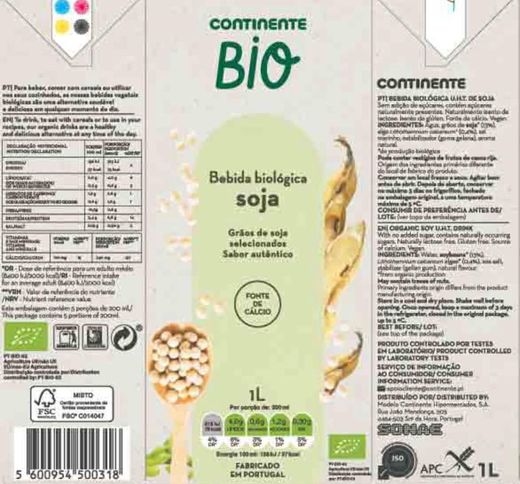 Bebida de Soja Bio Continente 