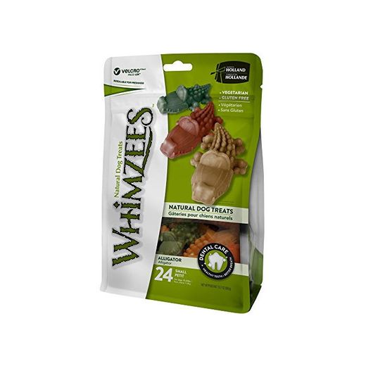 Whimzees - Paquete de 24 snacks con forma de cocodrilos para perros