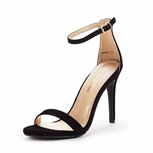 Moda DREAM PAIRS Karrie Sandalias de Tacón Alto Aguja Nubuck para Mujer Negro