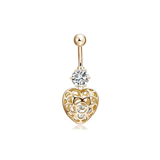 YAZILIND Cuerpo Plateado Oro joyeria Sexy Zirconia cuelgan en Forma de Corazon Ombligo Moda Estilo Sexy Mujeres Joyeria Piercing del Cuerpo de Ombligo de Unas