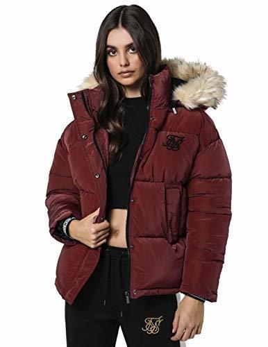 Social Sik Silk - Chaqueta Tipo Plumas SSW-1333 SHORTT Puff Parka Jacket Burgundy