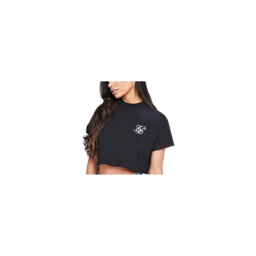 Social Camiseta Siksilk - Retro Box Crop Negro/Blanco Talla: 6 XXS