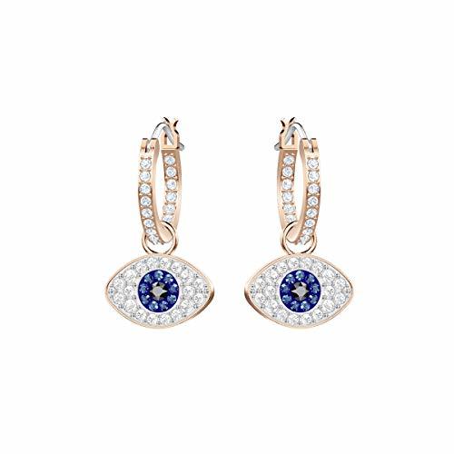 Fashion Swarovski Pendientes de aro Duo Evil Eye