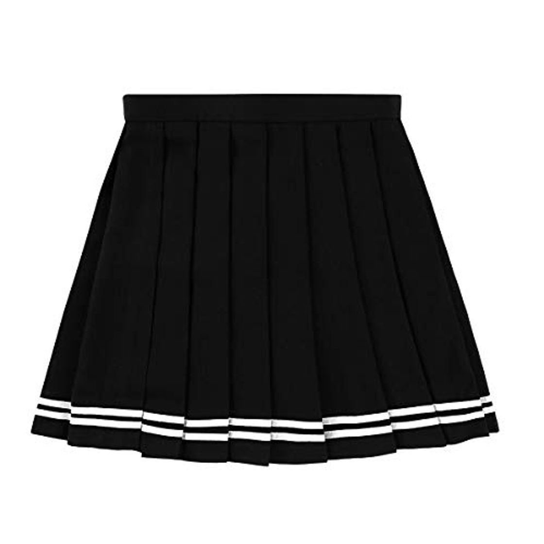 Social IEFIEL Falda Plisada Mujer Mini Falda Escolar Falda Corta Colegiala Uniforme Falda Escocesa Cintura Alta Elática para Chicas Negro Rayas M